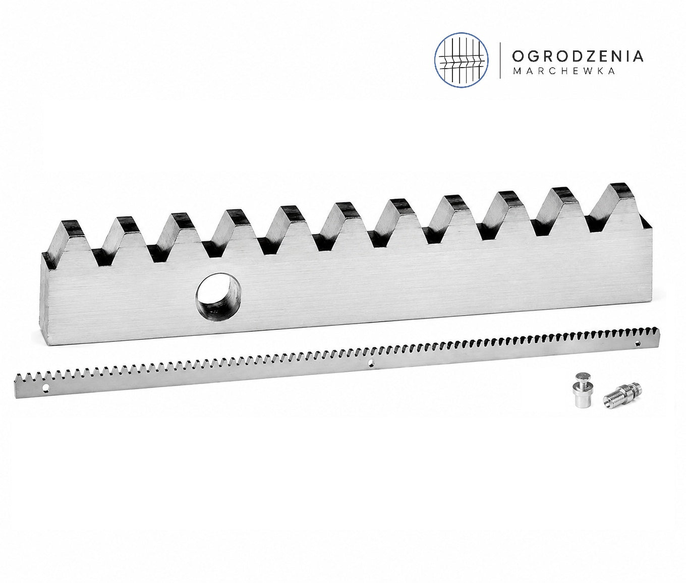 Listwa zębata metalowa do bramy przesuwnej M4 10×30×1005 mm – 1 m – z otworami montażowymi i śrubami