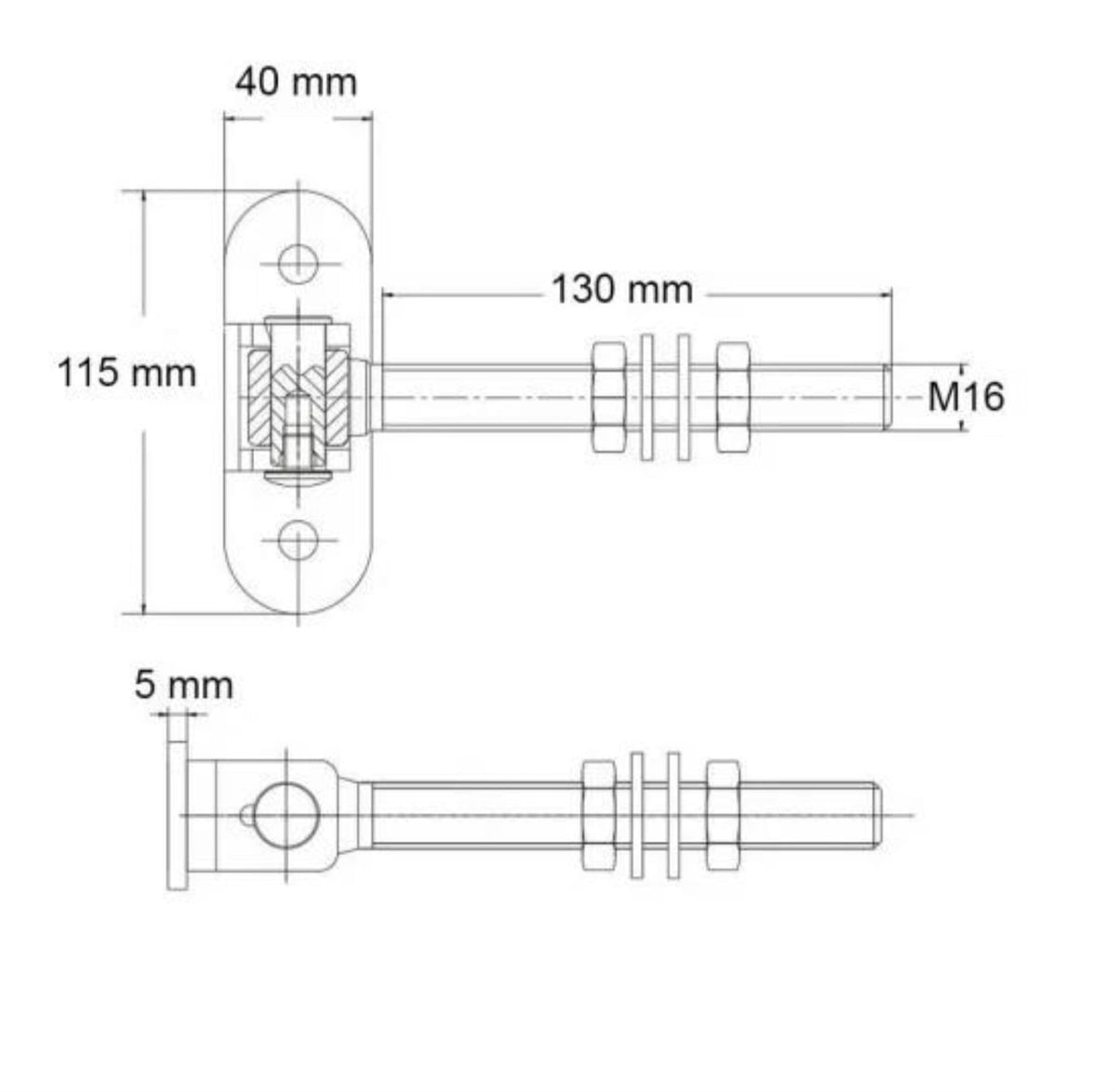 Zawias przykręcany M16 115x40