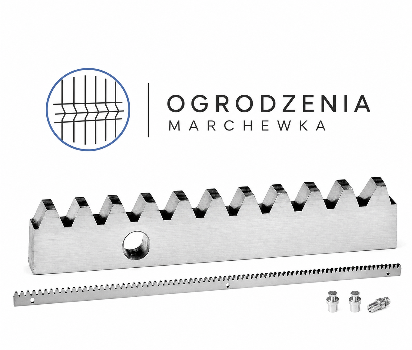 Listwa zębata metalowa do bramy przesuwnej M4 10×30×1005 mm – 1 m – z otworami montażowymi i śrubami