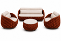 Komplet mebli ogrodowych ze stolikiem plecionka sofa fotele beż czerwony